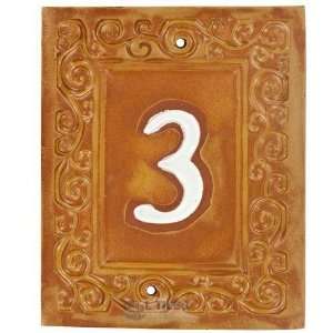   : Swirl house numbers   #3 in brulee & marshmallow: Home Improvement