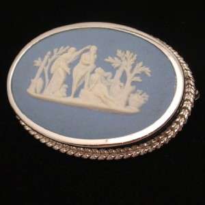 Oval Wedgwood Blue Jasperware Pin Brooch Classic Design  