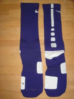 Nike Elite CREW Basketball Socks Purple/White Size 8 12  