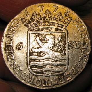 Colonial 1773 Old Dutch New York Silver Ship Schilling Very Nice 