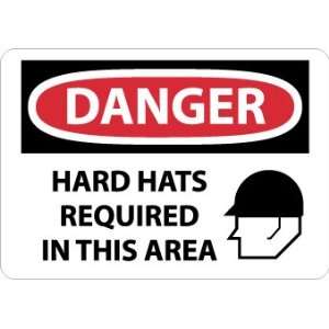 Danger, Hard Hats Required In This Area, 7X10, .040 Aluminum:  
