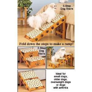  Dog Stairs 3 Step convertible Dog Ramp, Paw Print: Pet 