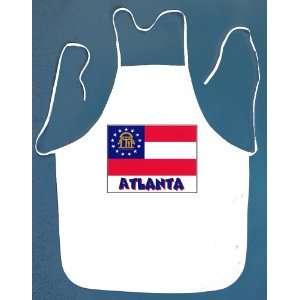  Atlanta Georgia BBQ Barbeque Apron with 2 Pockets White 