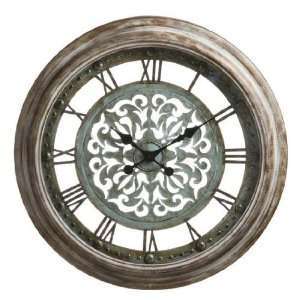  Wall Clock with Roman Numerals in Aged Copper Finish 