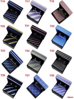 Branddress Mens tie set Silk Woven cufflinks+hanky10pcs  