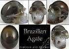ATTN DOWSERS SUPERB Carved Brazilian Agate Crystal Skull with Unique 