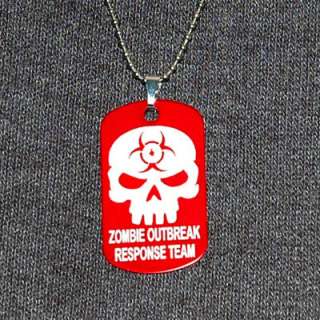 ZOMBIE OUTBREAK RESPONSE TEAM   Dog Tag Red Necklace  