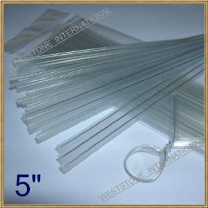   : 100pcs 5(12.7cm) Plastic Clear Twist Ties   Flat: Office Products