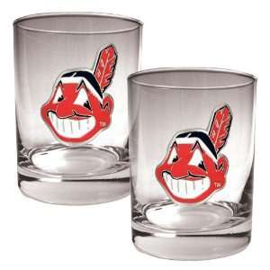  Cleveland Indians MLB 2pc Rocks Glass Set   Primary Logo 