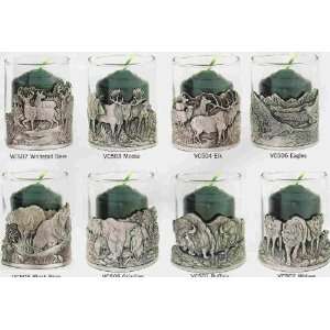  Collection of Eight Wildlife Votive Candle Holders w/Pine 