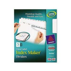  Index Maker Clear Label Dividers, 5 Tab, Letter, White 