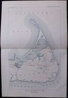 1908 ANTIQUE MAP NANTUCKET ISLAND MA, SOUND, HARBOR, MASSACHUSETTS 