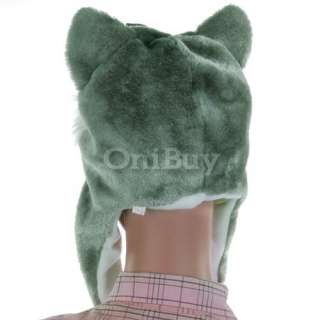 Cool Fluffy Plush Wolf Animal Earflap Hat Cap Soft Warm  