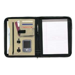  Zippered Padfolio   Khaki / Black   Travel Bags Cases Notepad Planner