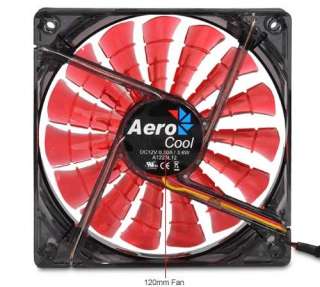 AeroCool Shark 120mm Red Case Fan   120mm, 1500 RPM, 82.6 CFM, 12V 