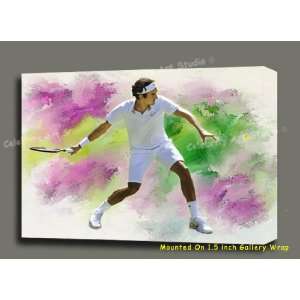 ROGER FEDERER TENNIS ORIGINAL CANVAS PAINTING W 1.5 GALLERY WRAP 