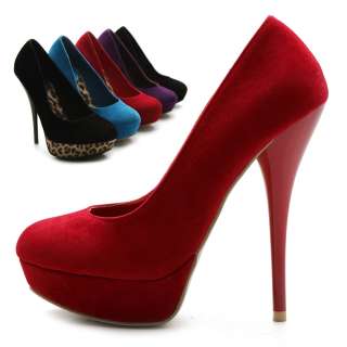 New Womens Shoes Platforms Faux Suede Stilettos Classic High Heels 