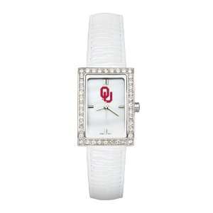  Oklahoma Sooners Ladies Allure Watch White Leather Strap 