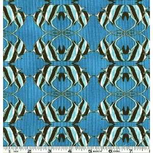  45 Wide Oceanview Angelfish Blue Fabric By The Yard 