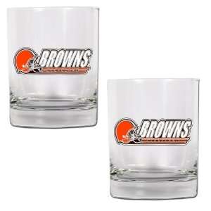  Cleveland Browns 2pc Rocks Glass Set: Sports & Outdoors