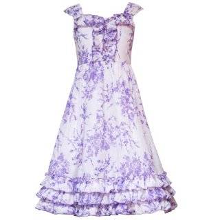   FLORAL TOILE PRINT Special Occasion Flower Girl Easter Party Dress