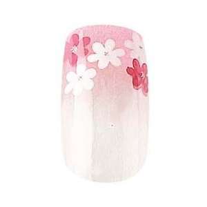  Cala Party Nails Pre glued Nail Set 12pc Red White Flowers 