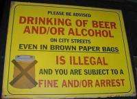  BEER ALCOHOL ILLEGAL in CITY STREET METAL SIGN 60s Tin art bar Liquor