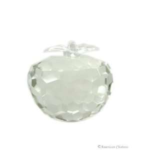 24% Lead Cut Crystal Clear Apple Paperweight Figurine 