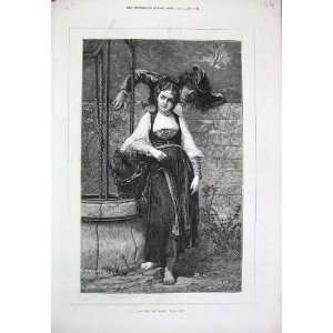   1874 Man Woman Wall Romance Water Well Vely Fine Art