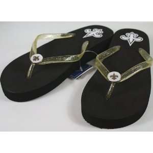  New Orleans Saints Womens Wedge Flip Flop Slippers Sports 