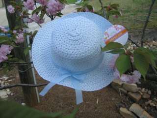 NEW LIGHT BLUE Dress Up Party Girls Easter Straw Hat Clothes Toddler 