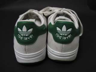 ADIDAS White Green Sneakers Shoes Sz 6.5. These sneakers have a white 