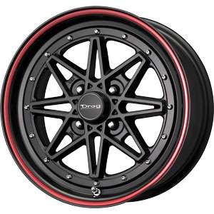 New 15X7 4 100 Drag Dr20 Black Red Stripe Wheel/Rim