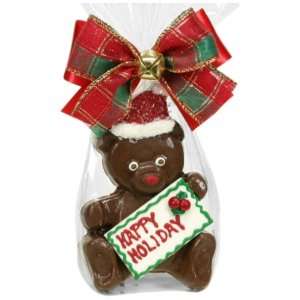 Golda & I Chocolatiers Milk Bear with Red Hat & Happy Holidays Sign, 5 