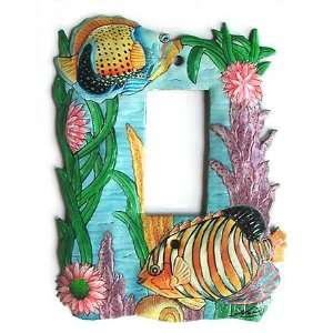   Rocker Light Switch Cover   Hand Painted Tropical Fish Metal Art: Home