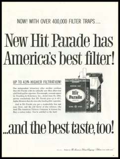 1958 vintage ad for Hit Parade Cigarettes  