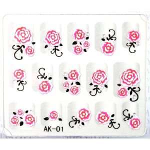   Red rose nail decals stylish three dimensional 3D nail sticker Beauty