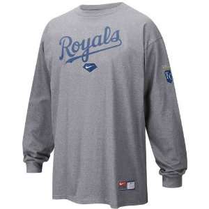  Nike Kansas City Royals Ash Practice Long Sleeve T shirt 