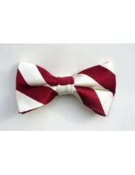 100% Silk Woven Red and Ivory Self Tie Bow Tie