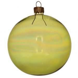  3 Bright Lime Green Glass Ball Christmas Ornament: Home 