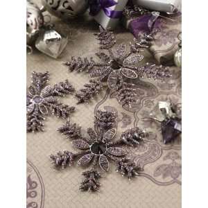  Purple Flower Snowflake Ornaments   Set of 6 Large