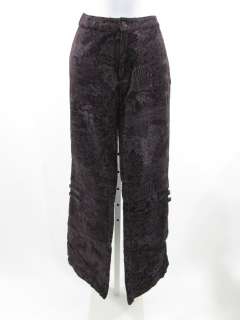 NWT CUSTO BARCELONA Purple Velveteen Print Pants Sz 4  