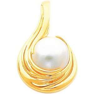    14K Yellow Gold Mabe Cultured Pearl Pendant Jewelry: Jewelry