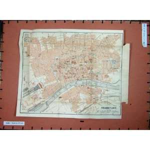  MAP 1896 RHINE STREET PLAN TOWN FRANKFURT GERMANY