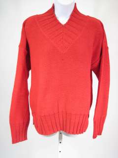 JOAN VASS Red Chunky Knit Ribbed Sweater Top L  