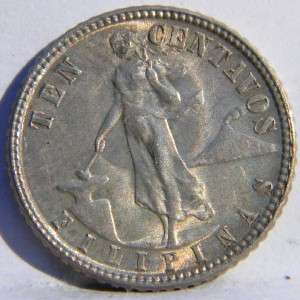 US PHILIPPINES 1944 D silver 10 Centavos, Denver Mint; lot Ph 86 