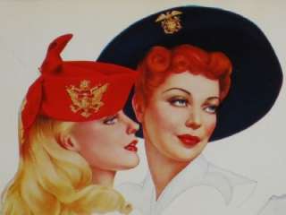   ESQUIRE ART ESKY POSTCARD PINUP ARMY NAVY AIR FORCE VARGAS !  