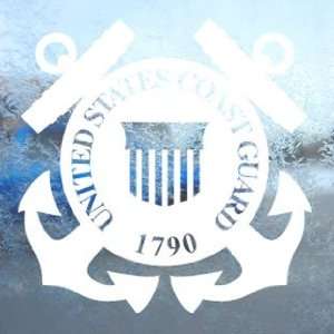  Coast Guard Shield White Decal United States Military 
