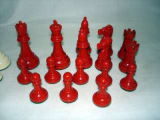 Vintage Gallant Knight Chess Set Red and White Weighted Pieces  