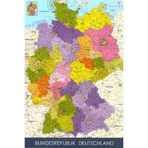 Map Of Germany In German Language PAPER POSTER measures 36 x 24 inches 